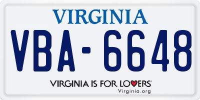 VA license plate VBA6648