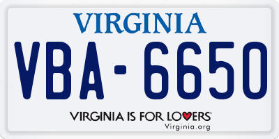 VA license plate VBA6650