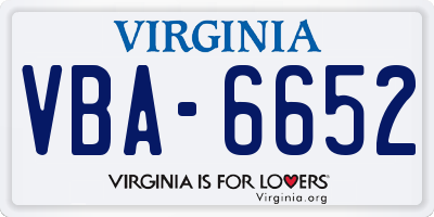 VA license plate VBA6652