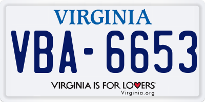 VA license plate VBA6653