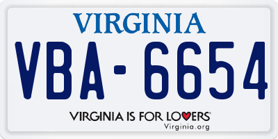 VA license plate VBA6654