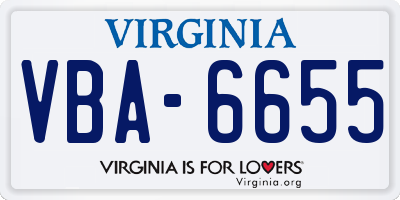 VA license plate VBA6655