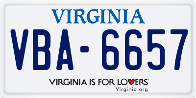 VA license plate VBA6657