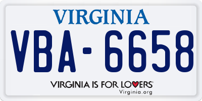VA license plate VBA6658