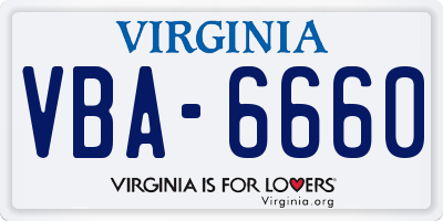 VA license plate VBA6660