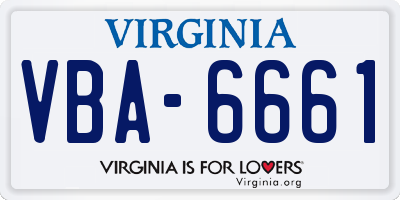 VA license plate VBA6661