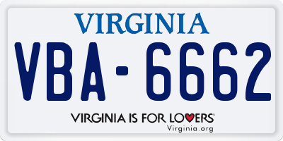 VA license plate VBA6662