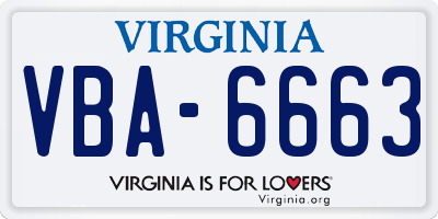 VA license plate VBA6663