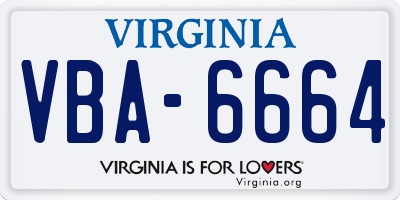 VA license plate VBA6664