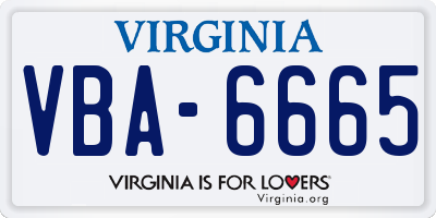 VA license plate VBA6665