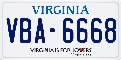 VA license plate VBA6668