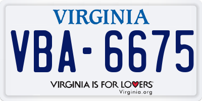 VA license plate VBA6675