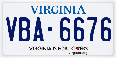 VA license plate VBA6676