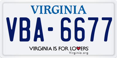 VA license plate VBA6677