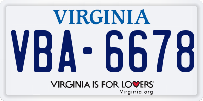 VA license plate VBA6678