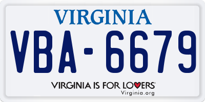 VA license plate VBA6679