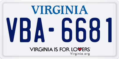 VA license plate VBA6681