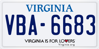 VA license plate VBA6683
