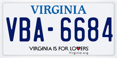 VA license plate VBA6684