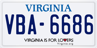 VA license plate VBA6686