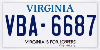 VA license plate VBA6687