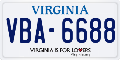 VA license plate VBA6688