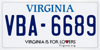 VA license plate VBA6689