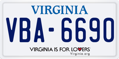 VA license plate VBA6690