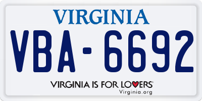 VA license plate VBA6692