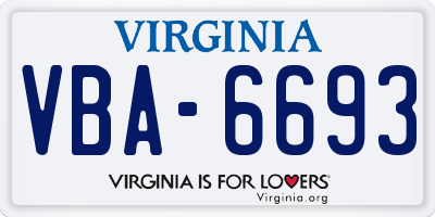 VA license plate VBA6693