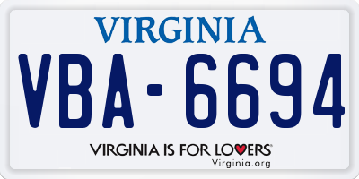 VA license plate VBA6694