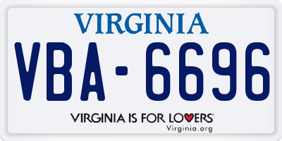 VA license plate VBA6696