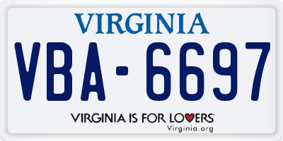 VA license plate VBA6697