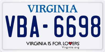 VA license plate VBA6698