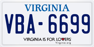 VA license plate VBA6699