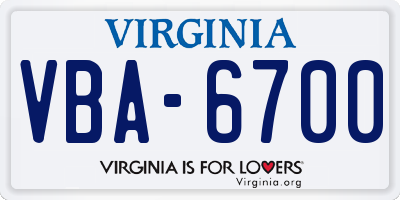 VA license plate VBA6700