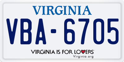VA license plate VBA6705