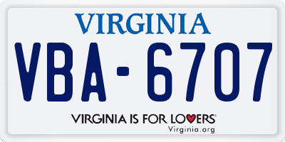 VA license plate VBA6707