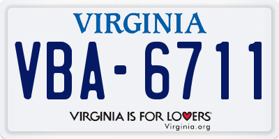 VA license plate VBA6711