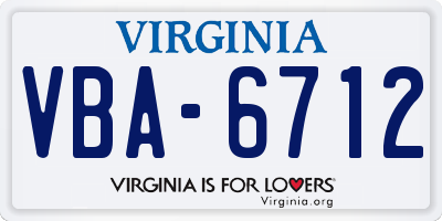 VA license plate VBA6712