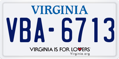 VA license plate VBA6713