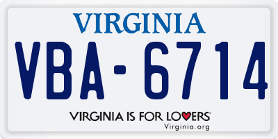VA license plate VBA6714