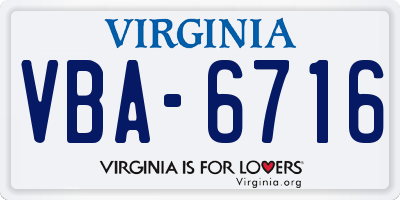 VA license plate VBA6716