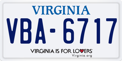 VA license plate VBA6717
