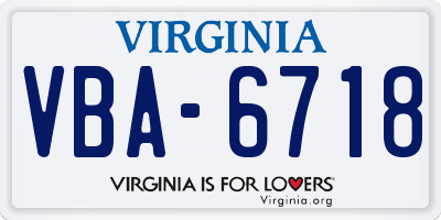VA license plate VBA6718