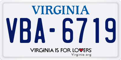 VA license plate VBA6719