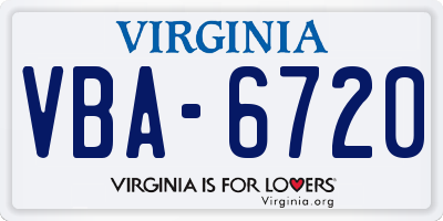 VA license plate VBA6720