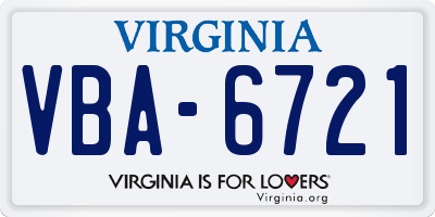 VA license plate VBA6721