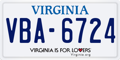 VA license plate VBA6724