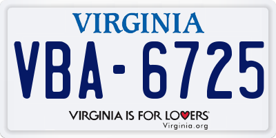 VA license plate VBA6725
